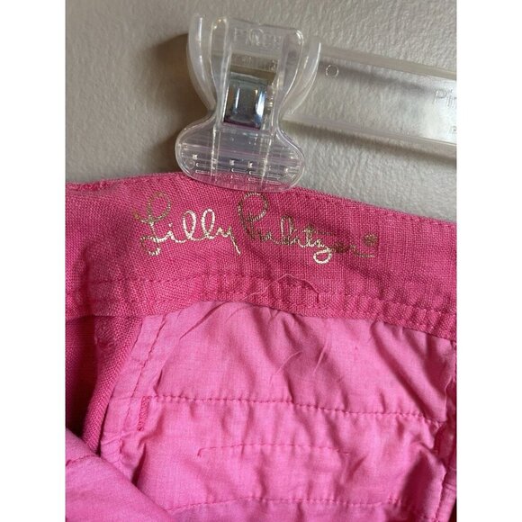Lilly Pulitzer The Calla Shorts Womens Size 6 Hot Pink Barbie 100% Linen Summer - Picture 8 of 11